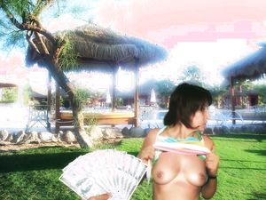Adriana flashing tits for money in public