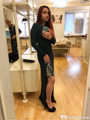 Redhead with nice tits and sexy tattoos