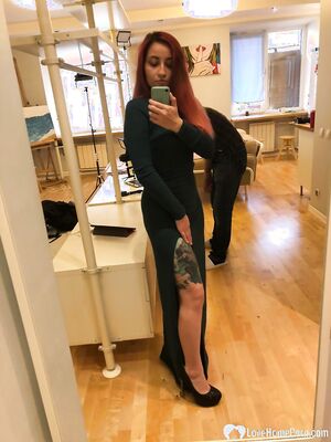 Redhead with nice tits and sexy tattoos