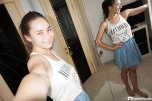 Naturally busty cutie shows off her nudes