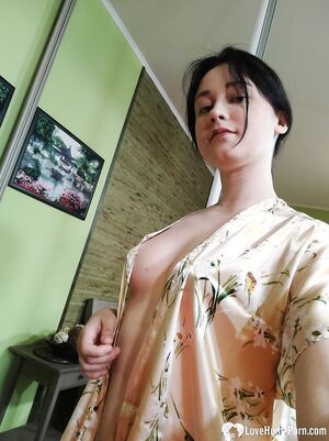 Cute babe posing in her white stockings