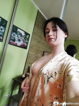 Cute babe posing in her white stockings