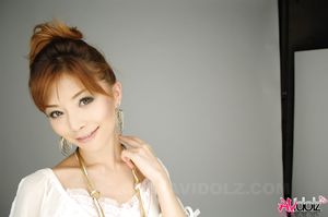 Hot Akane Hotaru in white blouse, shorts and high heels loves posing.