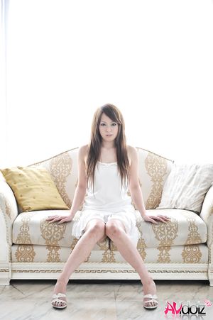 Ichika is so beautiful in a white long dress and high heel sandals.