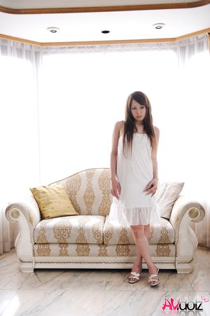 Ichika is so beautiful in a white long dress and high heel sandals.