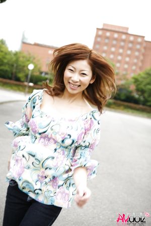 Keiko Morikawa is happy to pose outdoor, smiling and being so natural.