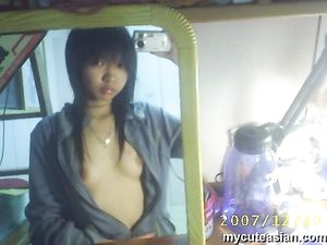 Collection of hot Selfshot cute Asian girl hairy pussy masturbation session