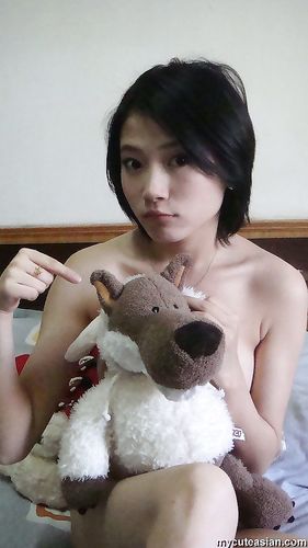Sweet and shy Chinese Asian babe teasing in sexy lingerie