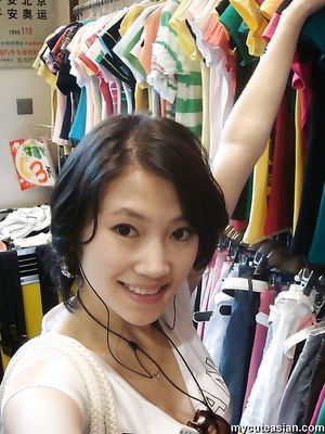 Sweet and shy Chinese Asian babe teasing in sexy lingerie