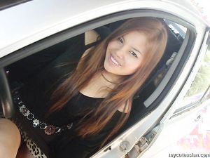 Busty and sexy Filipino amateur girlfriend is posing outdoor