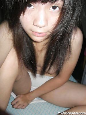 Lovely Asian amateur teen shares her private photos of her naked