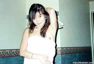 Long haired asian amateur beauty strips and deeply sucks a cock here