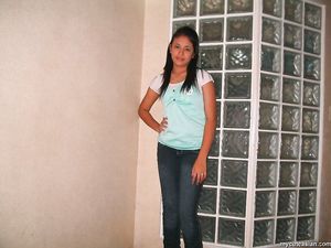 Shy Filipino coed shows her tight asian pussy for the first time