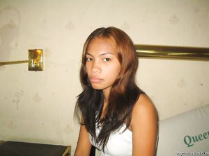 Horny dark skinned filipina teen shows her virgin pussy for the first time