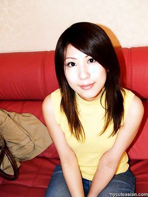 Sexy japanese chick with small tits and hairy pussy posing and fucked