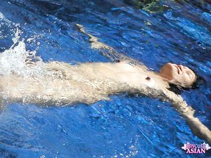 Thin asian wife with small breasts get deeply fucked outdoor