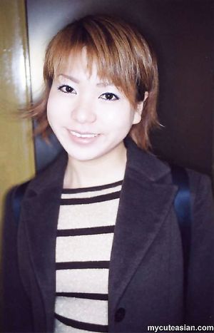 Shy Japanese amateur coed exposing her tight hairy pussy here