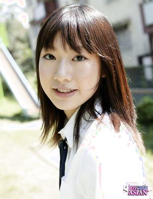 Japanese coed in uniform shows her tight virgin pussy here