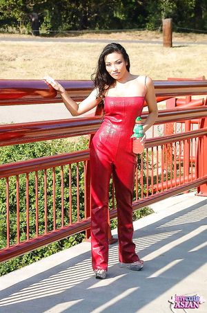 Asian model bares her tits to change into something more comfy