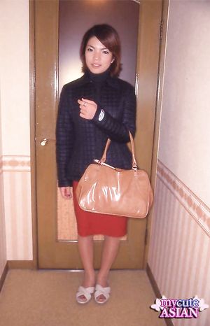 Japanese student shows her round tits in her room and bath