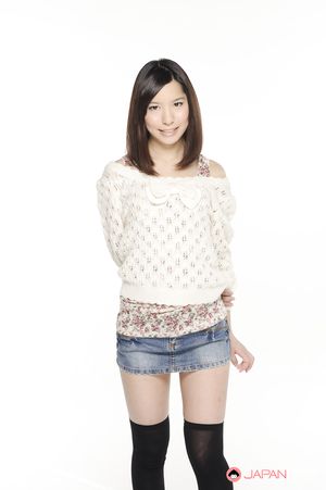 Kurara Makise looks so hot in a white sweater and a very short skirt.