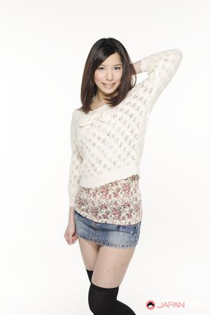 Kurara Makise looks so hot in a white sweater and a very short skirt.