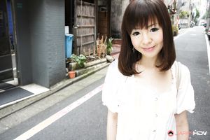 Beautiful cheating wife in white Ayu Kawashima shows her body