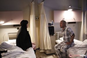 Naughty raven haired girl sucks a dick and gets rammed with a dildo