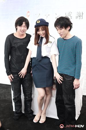 Police lady Akane Satozaki gets her tits and hairy pussy licked