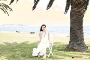 Super hot Japanese lady Manami Ichikawa shows off on the beach