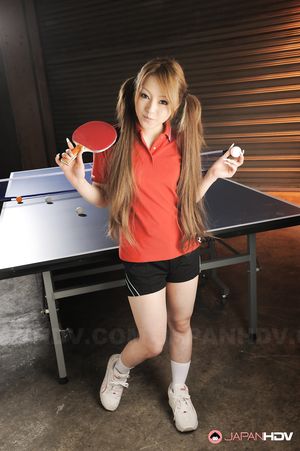 Innocent looking ping pong player Ria Sakurai shows her boobies