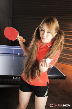 Innocent looking ping pong player Ria Sakurai shows her boobies
