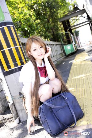 Wonderful Japanese schoolgirl Ria Sakurai shows off outdoors