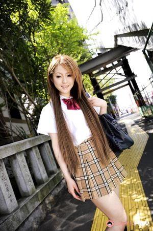 Wonderful Japanese schoolgirl Ria Sakurai shows off outdoors