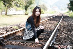 Petite Asian babe Sakurako loves to show her natural body outdoors