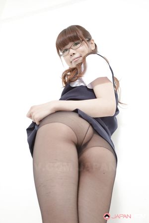 Long legged Japanese cutie Amu Umino shows her sexy black stockings