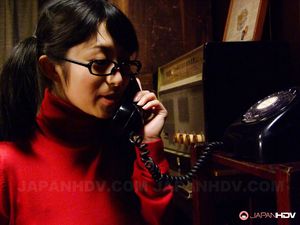 Dark haired slut with glasses Yukina Aoyama loves to tease her cunt