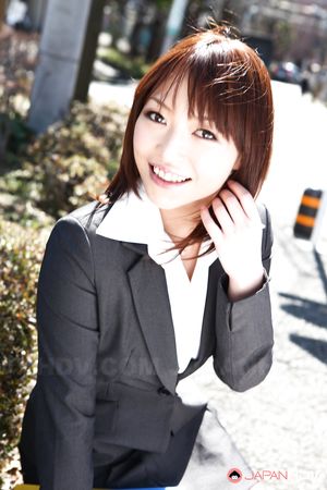 Gorgeous office lady Yukina Aoyama posing in her new suit outdoors