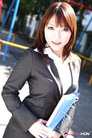 Gorgeous office lady Yukina Aoyama posing in her new suit outdoors