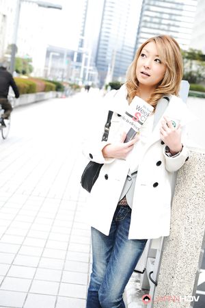 Beautiful office lady Nao posing outdoors with so much pleasure