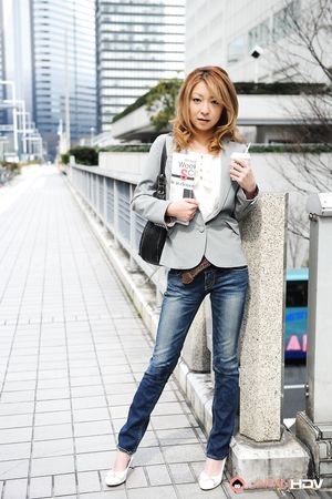 Beautiful office lady Nao posing outdoors with so much pleasure