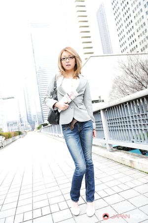 Beautiful office lady Nao posing outdoors with so much pleasure