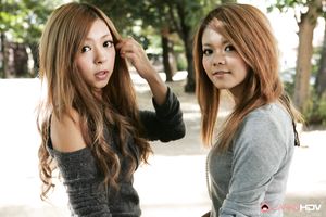 Cute babe Tsubasa and Kanon getting really nasty outdoor