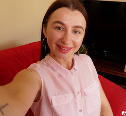 Cute brunette shows off her petite curves