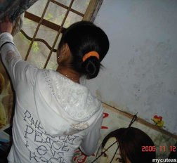 Lovely Asian ex-girlfriend shows her white panties and tight pussy