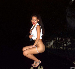 Horny Asian amateur exhibitionist wife flashing on the street