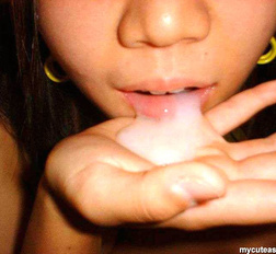 Japanese amateur coed sucks her boyfriend cock and swallows his sperm