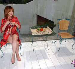 Japanese babe showing her haired pussy in her luxious home