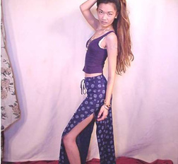 This long haired amateur shows her asian pussy for cash