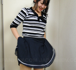 Asian Risa Kurokawa takes panties off before doing her house duties.